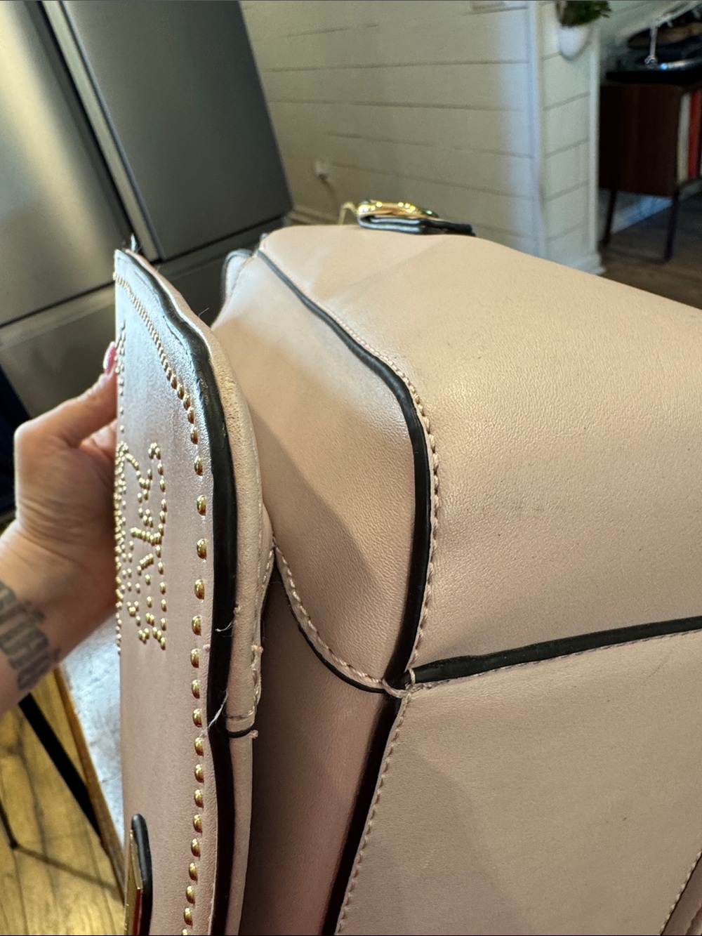 Andrew Marc Pale Pink Floral Perforated Satchel - Picture 13 of 16